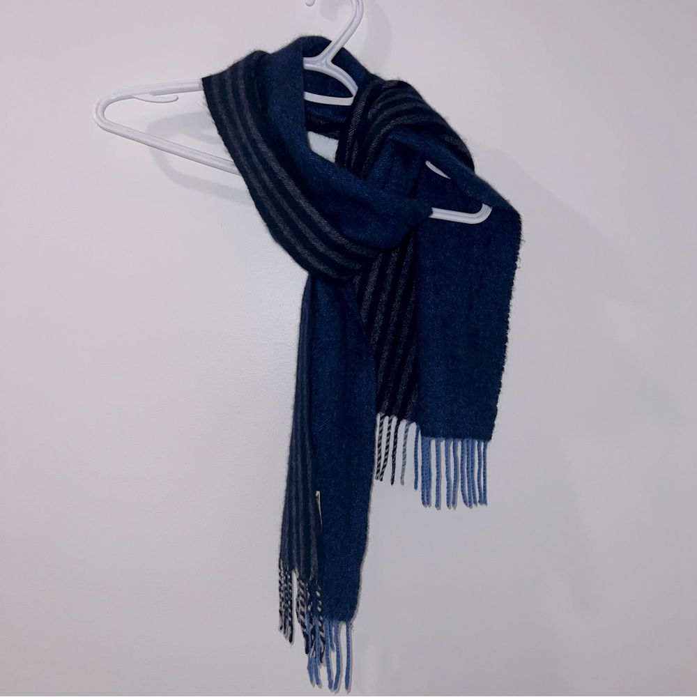 Black and Blue Striped Scarf cashmere
